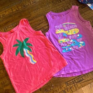 Girls 4T Cat & Jack Summer Tank Set EUC Coral and Purple
